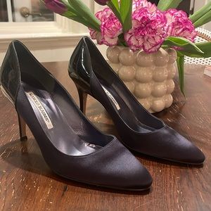 Manolo Blahnik Satin Black Pumps Heels size 38 1/2 38.5